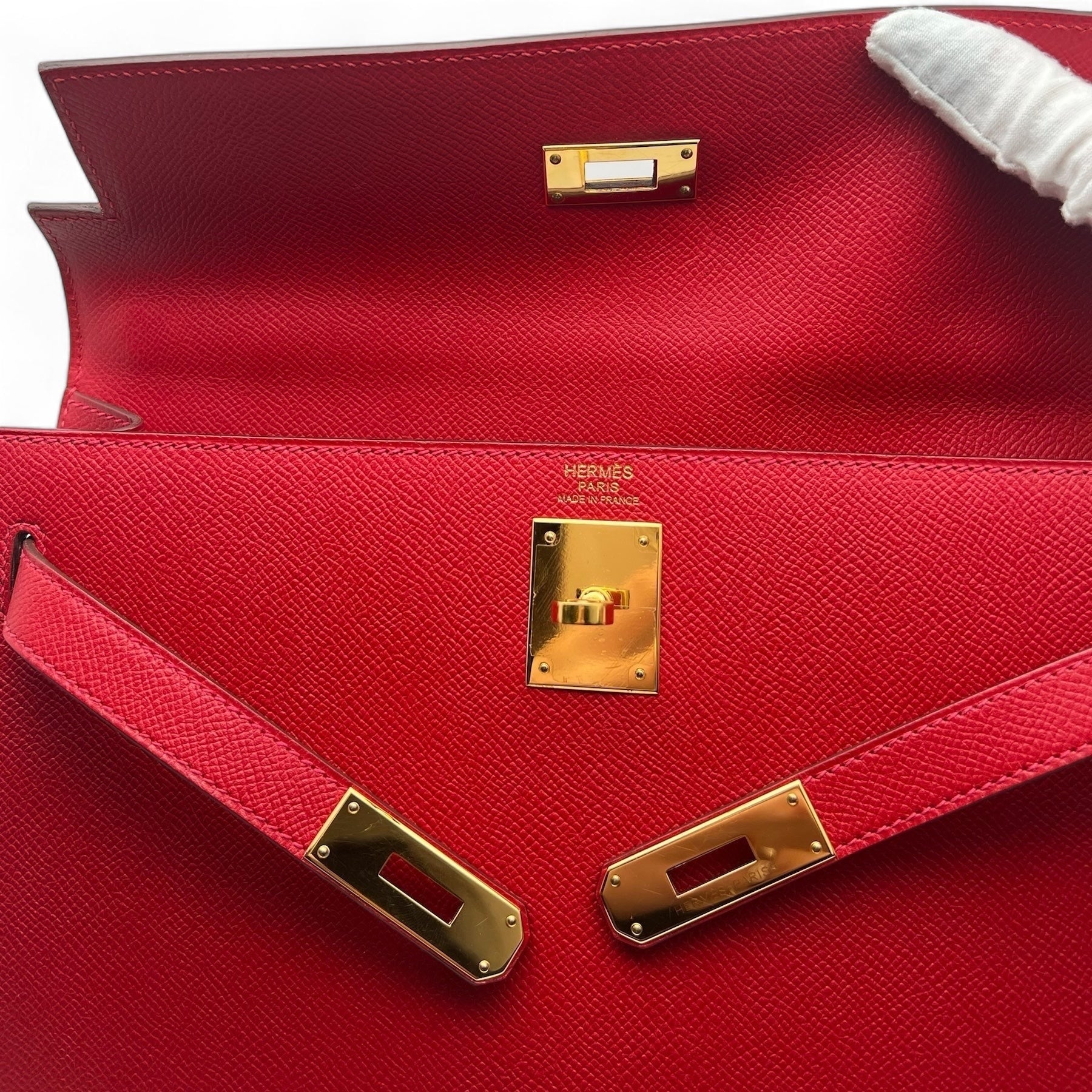 Hermès - Borsa Kelly 32 Sellier Epsom Casaque rossa