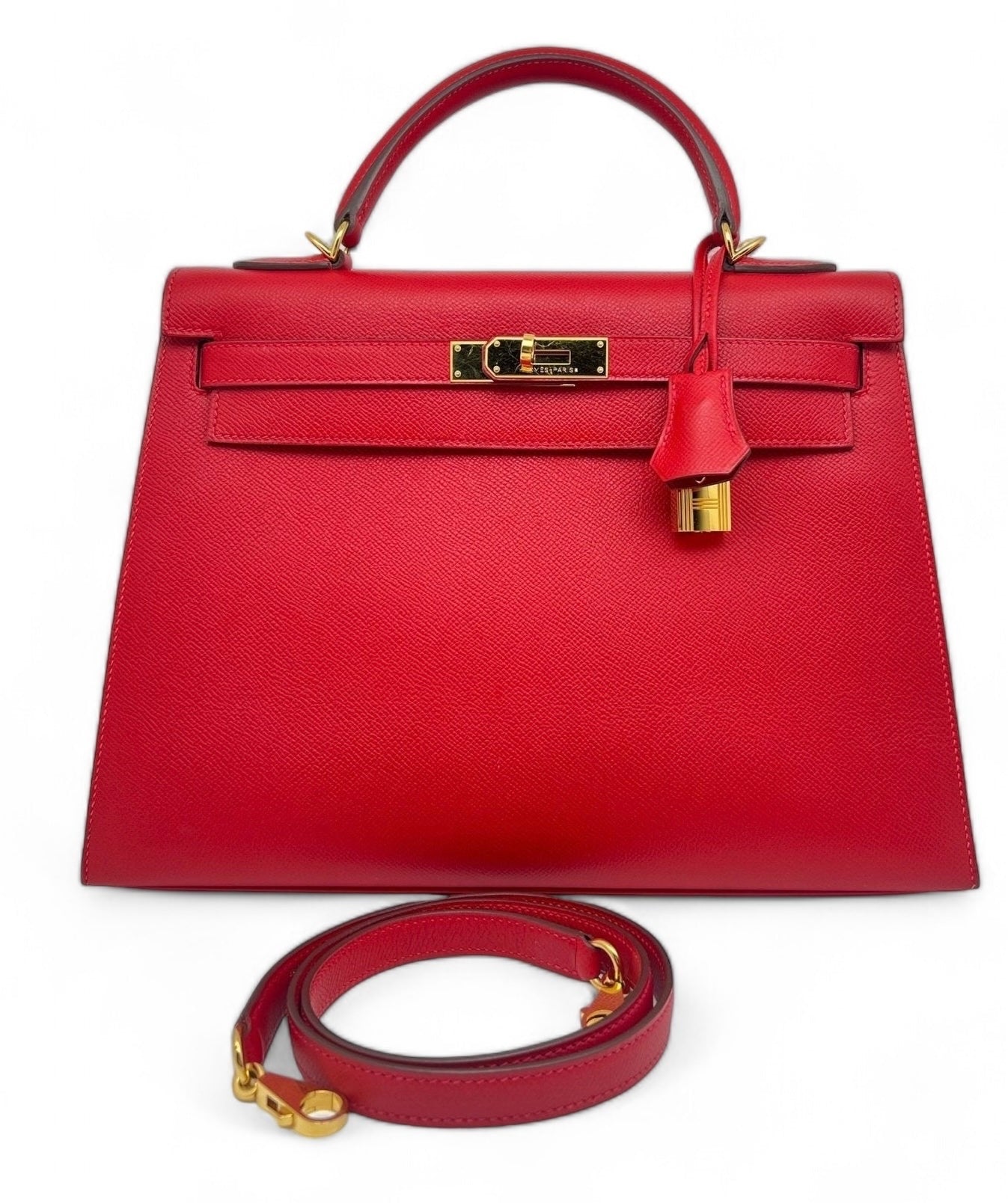 Hermès - Borsa Kelly 32 Sellier Epsom Casaque rossa