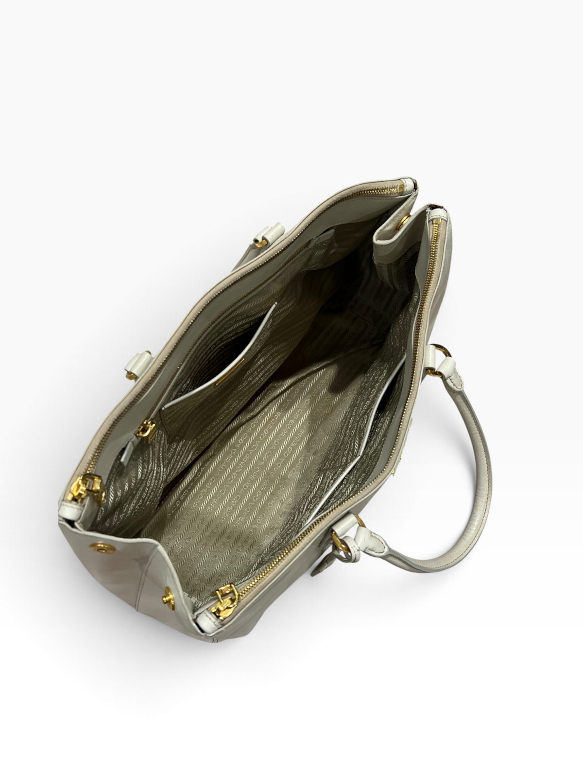 PRADA - sac galleria cuir saffiano blanc GM