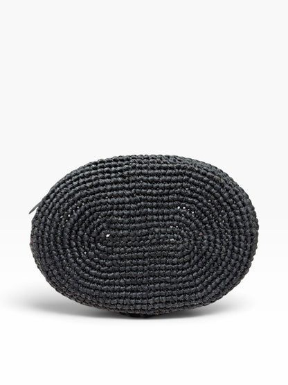 Balenciaga - Black and beige raffia basket bag