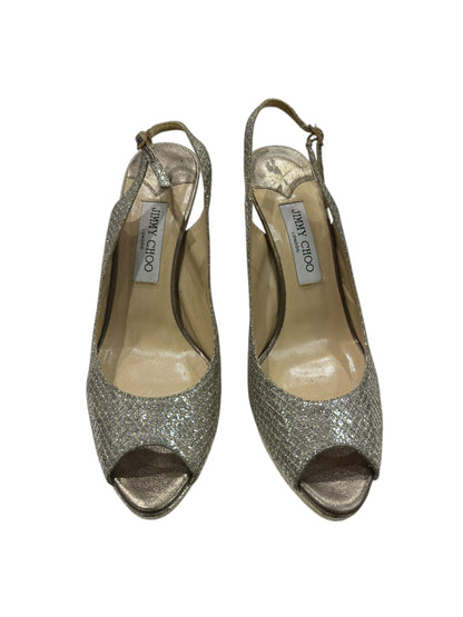 Jimmy Choo - Escarpins ouvert scintillant dorés et argentés