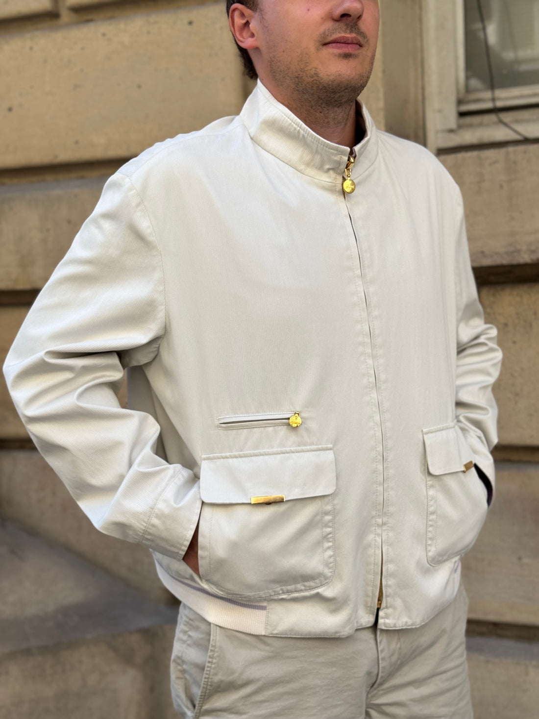 Brioni - Veste Reversible Blanc cassée/ violet