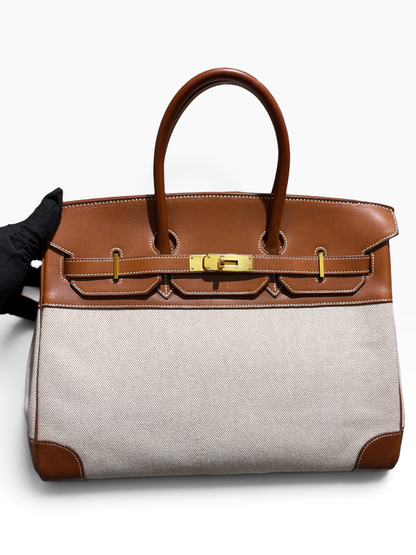 Hermès - Birkin 35 aus Segeltuch und Barénia-Leder
