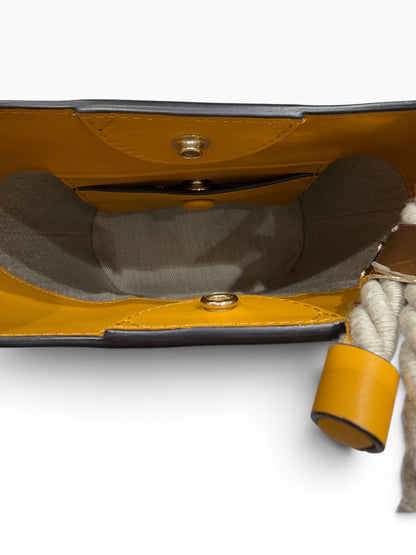 Chloé - Sac sceau Key PM en toile et cuir jaune