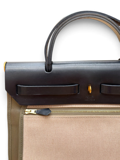 Hermès - Sac Herbag 31 Kaki et Noir