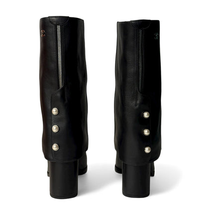 Chanel - Bottines avec perles et zip T.38