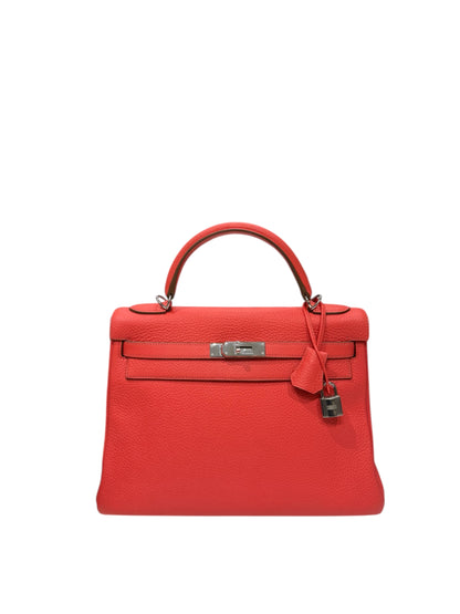 Hermès - Sac Kelly 32 clemence retourné Rose Jaipur PHW