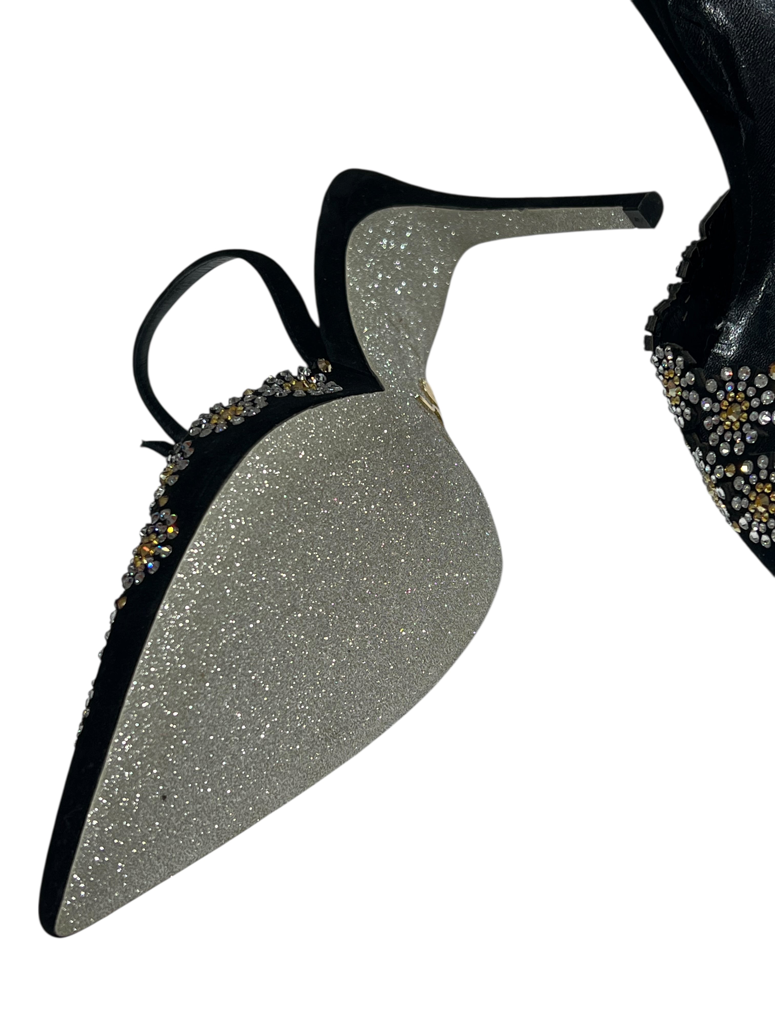 René Caovilla - escarpins daim et strass T37