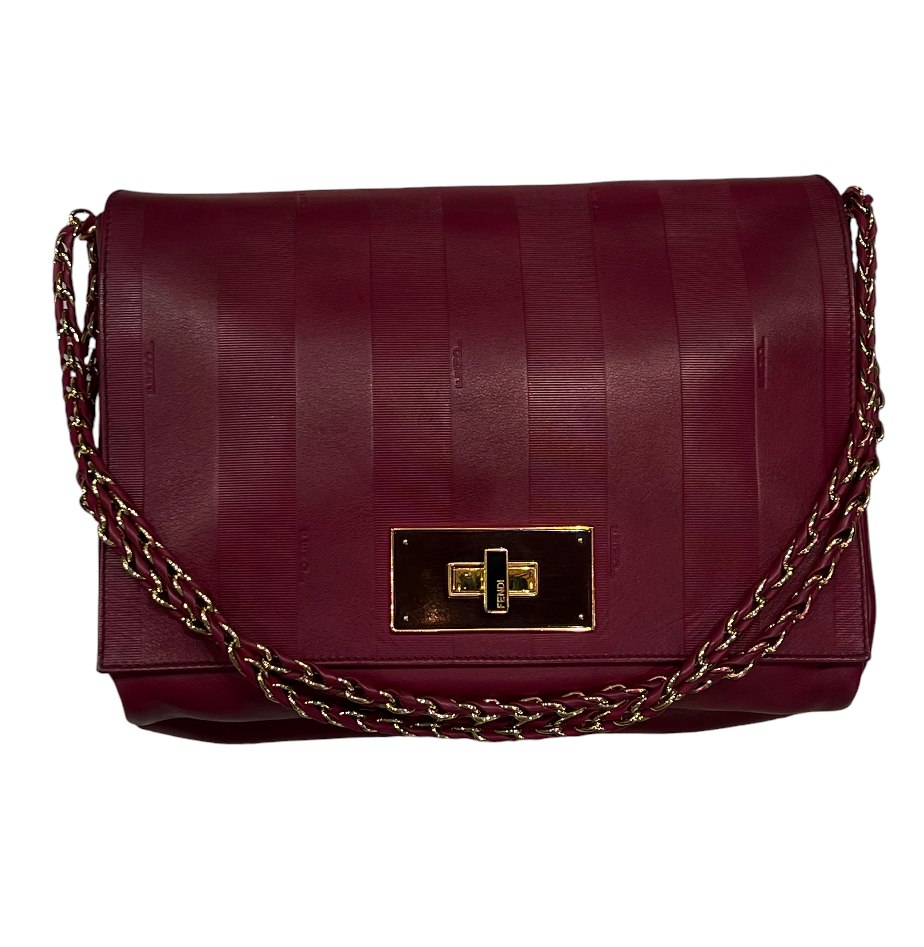 FENDI - sac Claudia cuir bordeaux