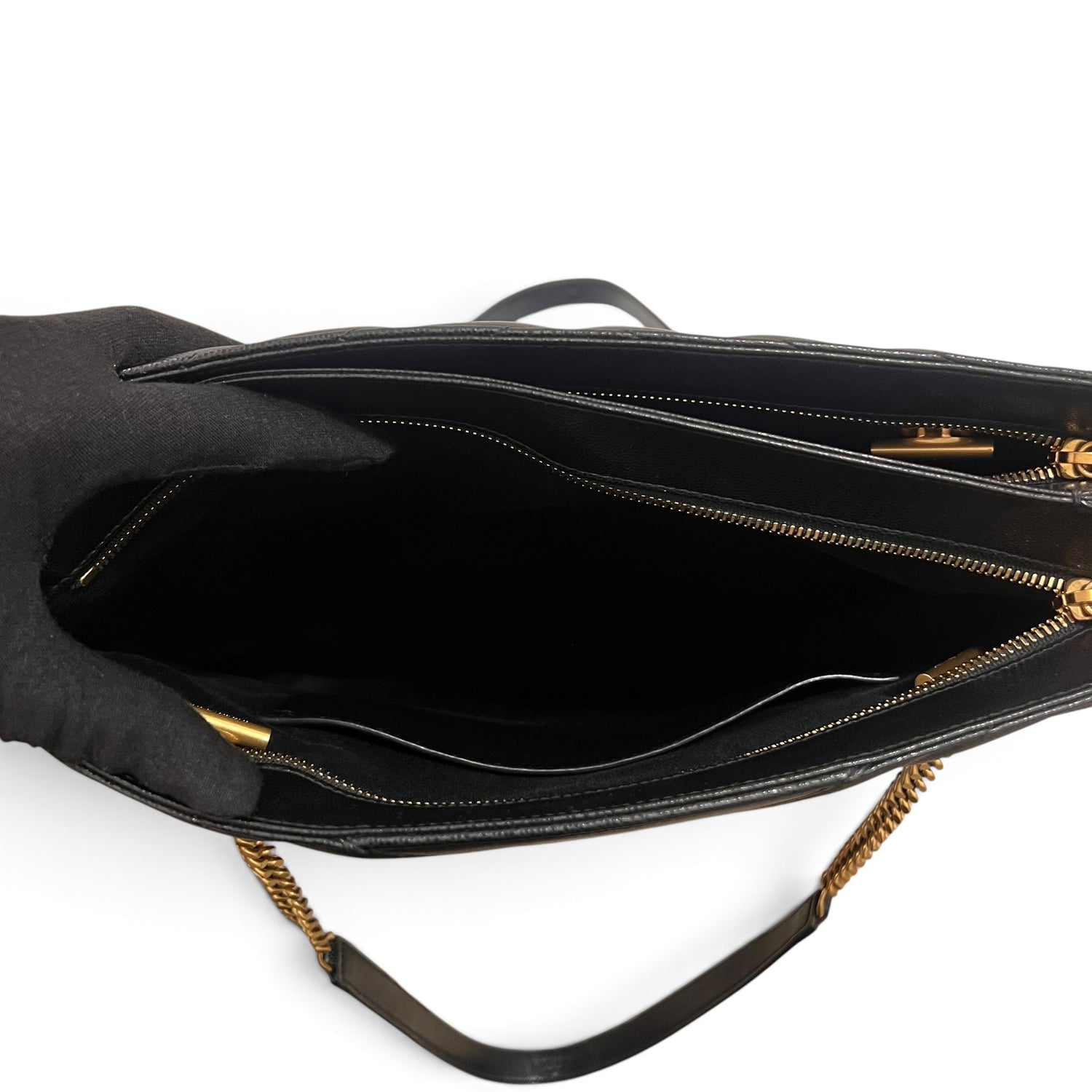 Saint Laurent - Sac cabas Tribeca en cuir grainé noir