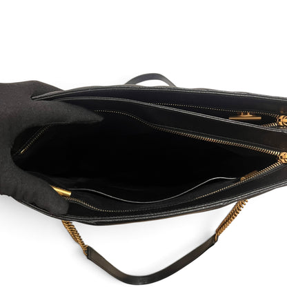Saint Laurent - Sac cabas Tribeca en cuir grainé noir