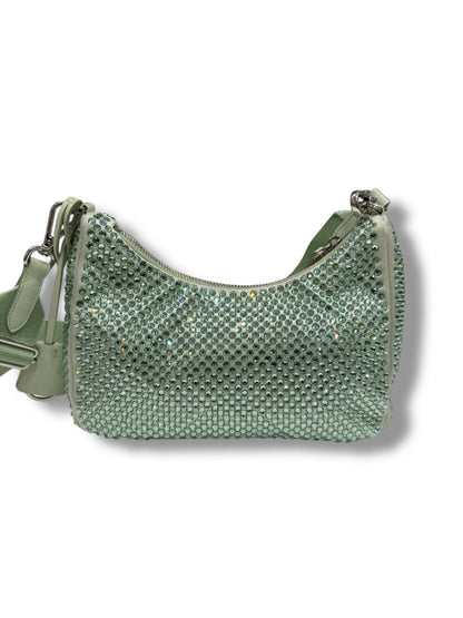 Prada - Sac Ré-edition 2005 a satin a Cristaux Vert d’eau