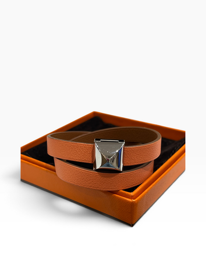 Hermès -Bracelet Medor double tour en cuir
