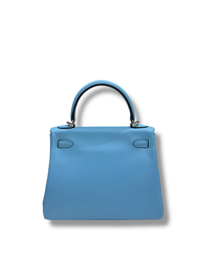 Hermès - Sac Kelly II 25 Swift retourné Bleu Céleste PHW