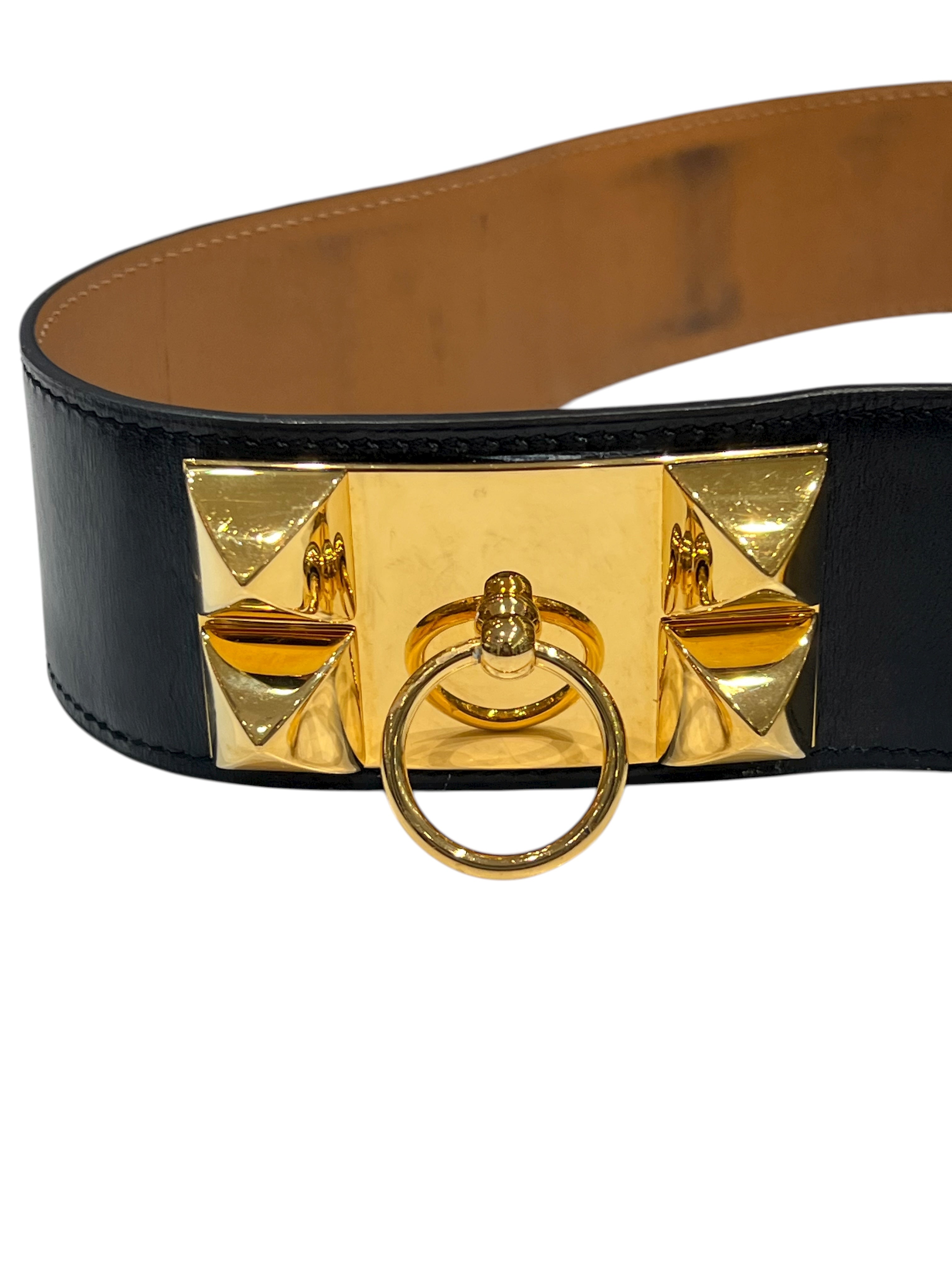 Hermès - Ceinture collier de chien 50 Noir GHW