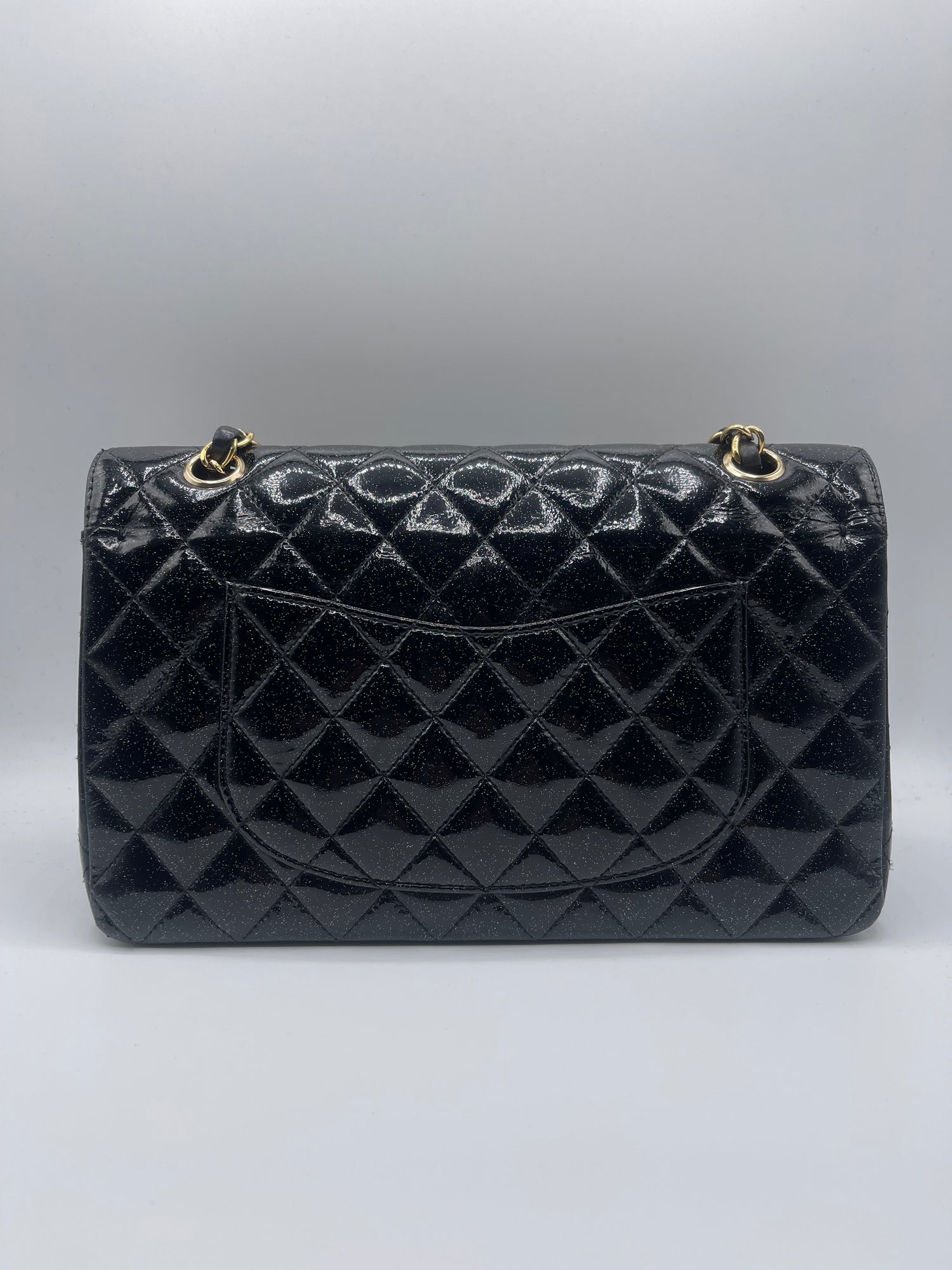Chanel - Tasche 11.12 Zeitlos schwarz lackiert glitzernd