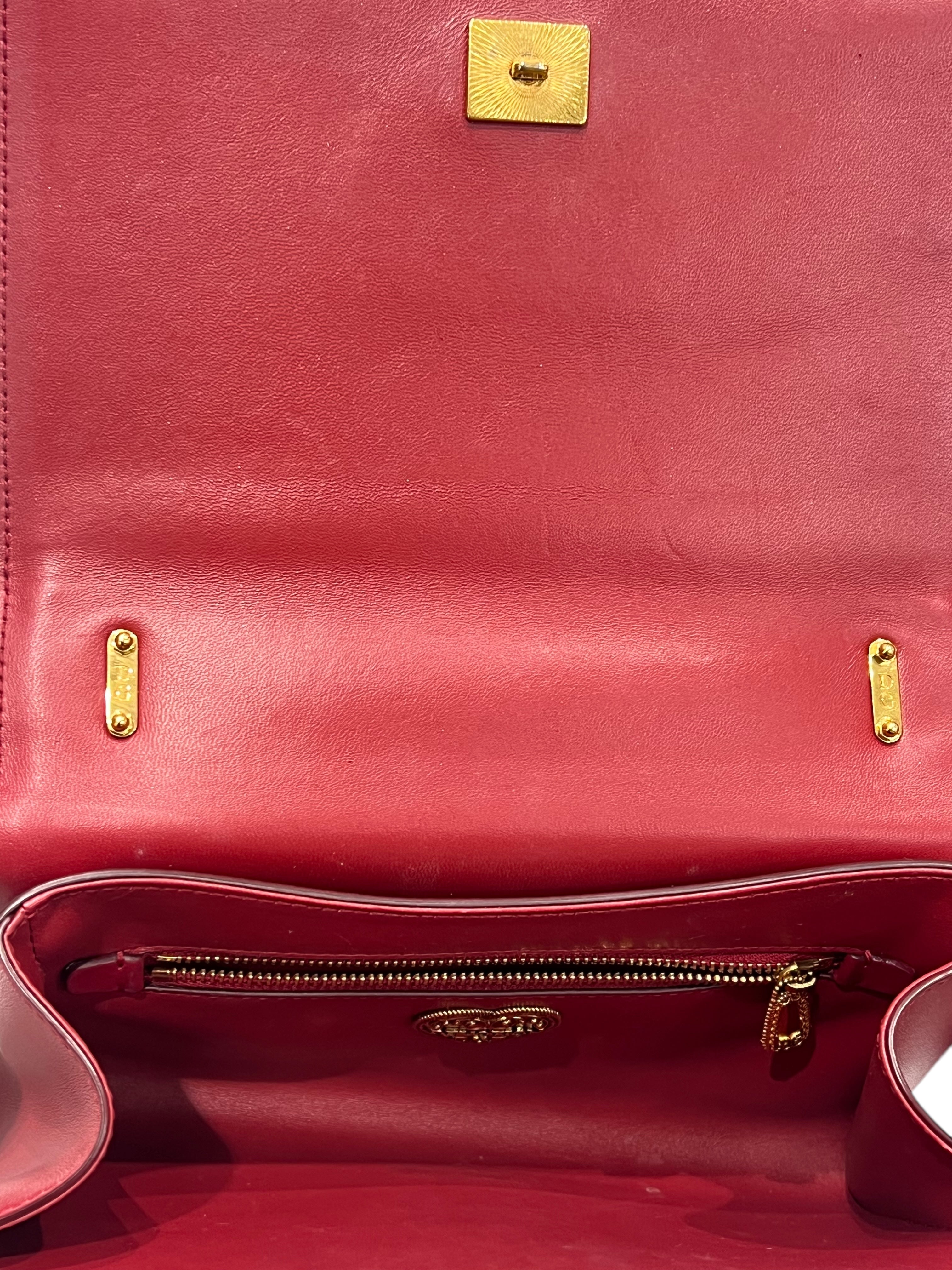 Dolce Gabbana - sac dévotion cuir rouge foncé