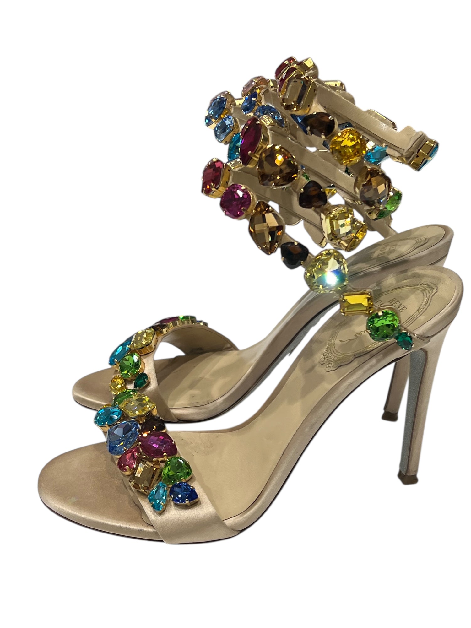 René Caovilla - sandales talon bridés à strass