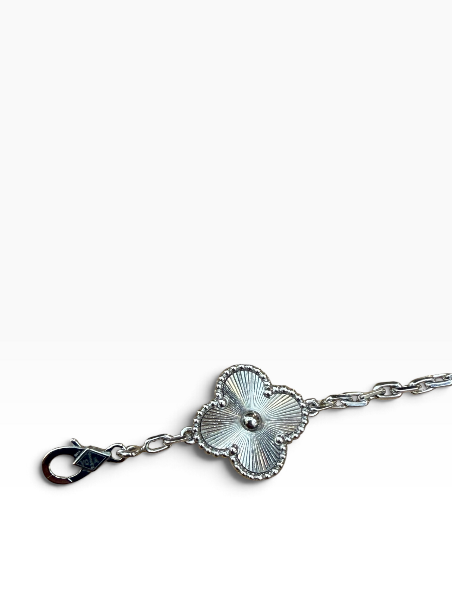 Van Cleef & Arpels - Bracelet Vintage Alhambra 5 motifs or blanc Guilloché