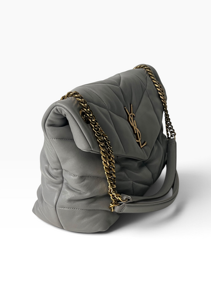 Saint Laurent - sac Loulou puffer large cuir gris
