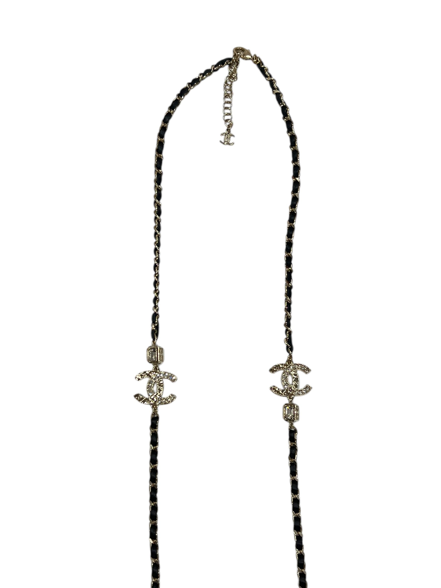 Chanel sautoir chaîne entrelacée de cuir