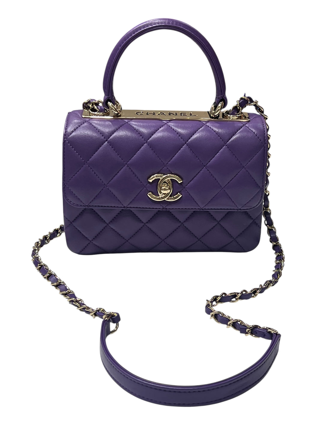Chanel – Mini-Trendy-Tasche aus violettem Leder