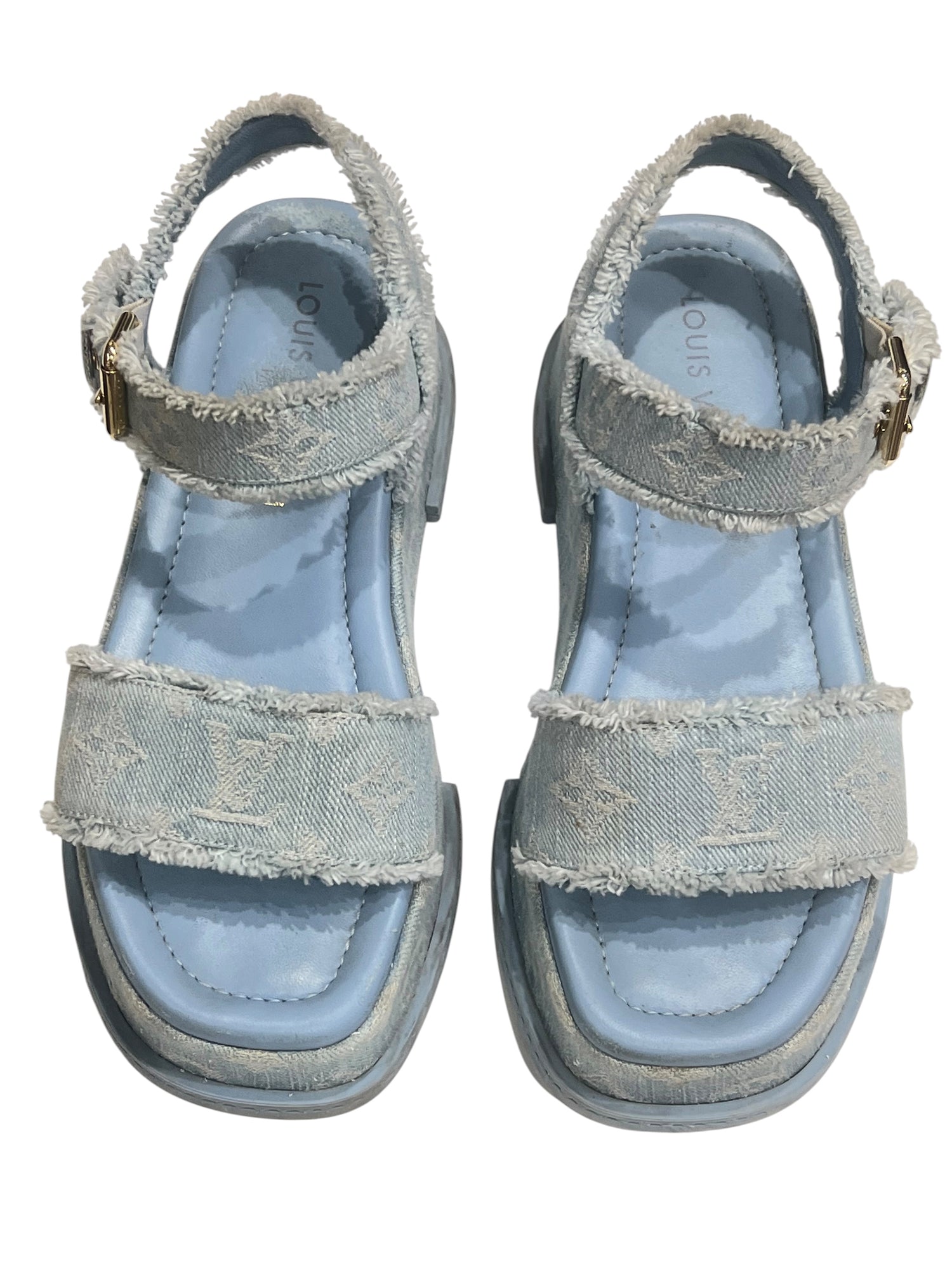 Louis Vuitton - sandales compensées naya denim T38