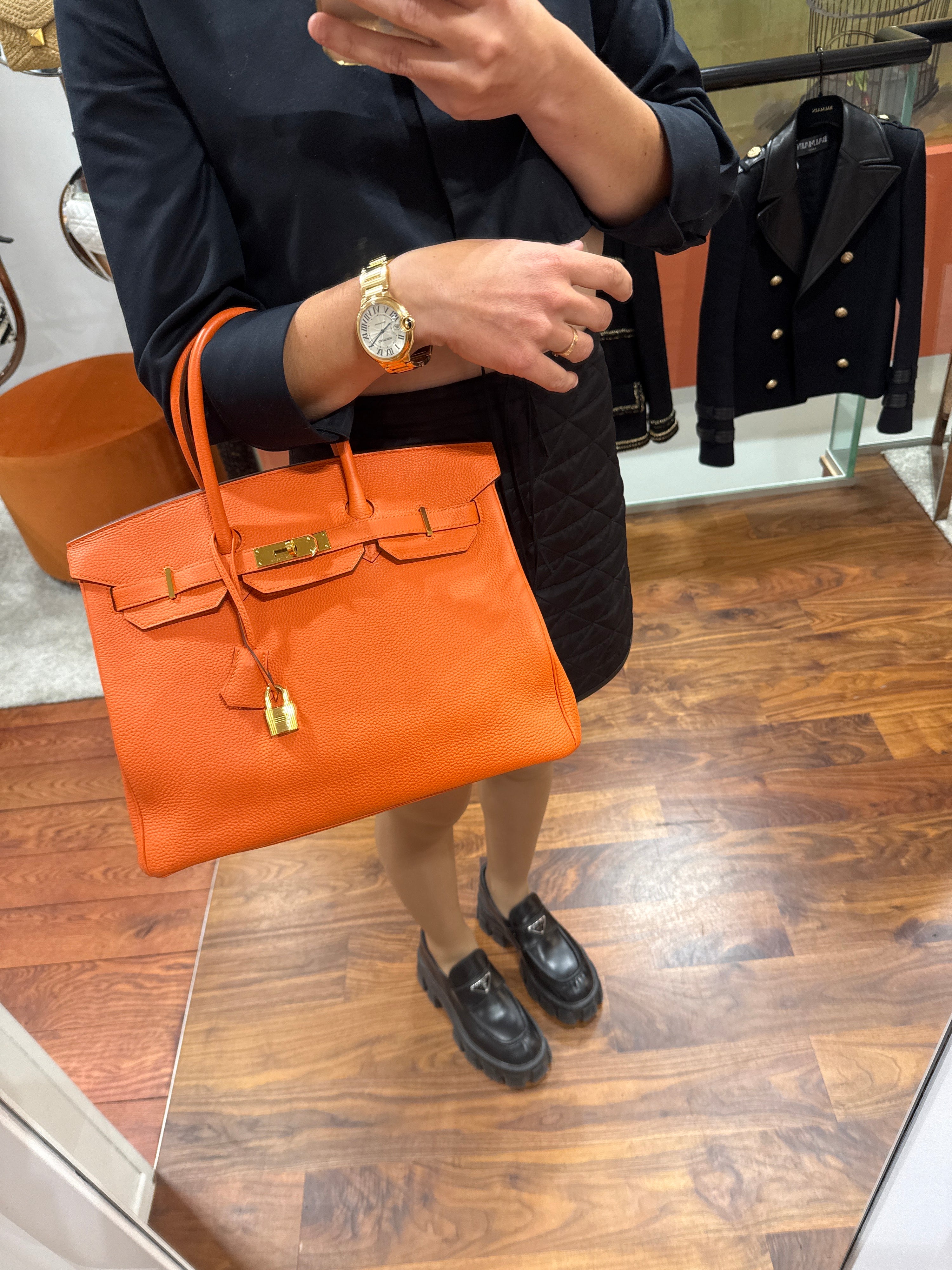 Hermès - Borsa Birkin 35 arancione