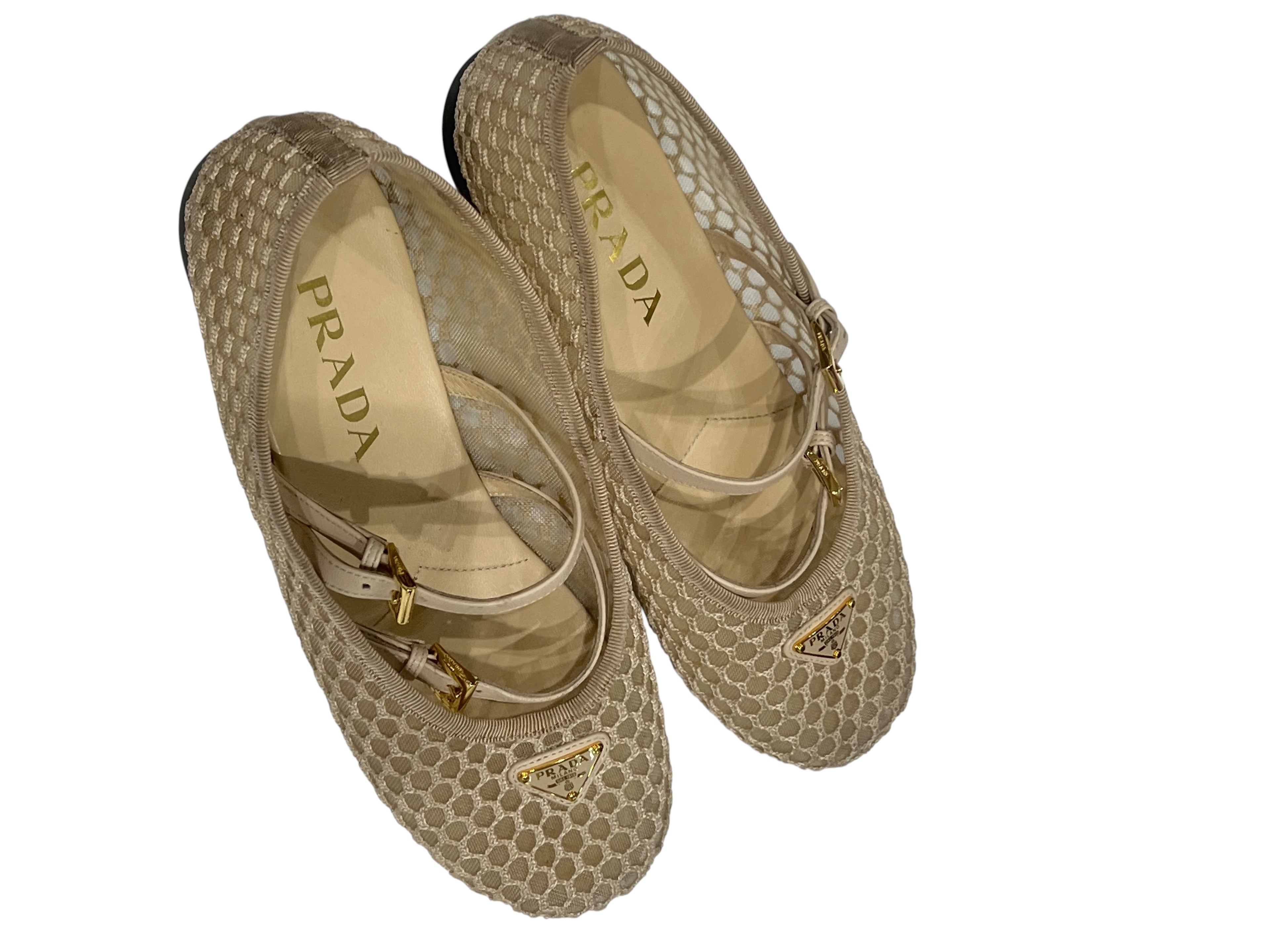 PRADA - ballerines en mesh Beiges T36