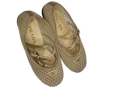 PRADA - ballerines en mesh Beiges T36