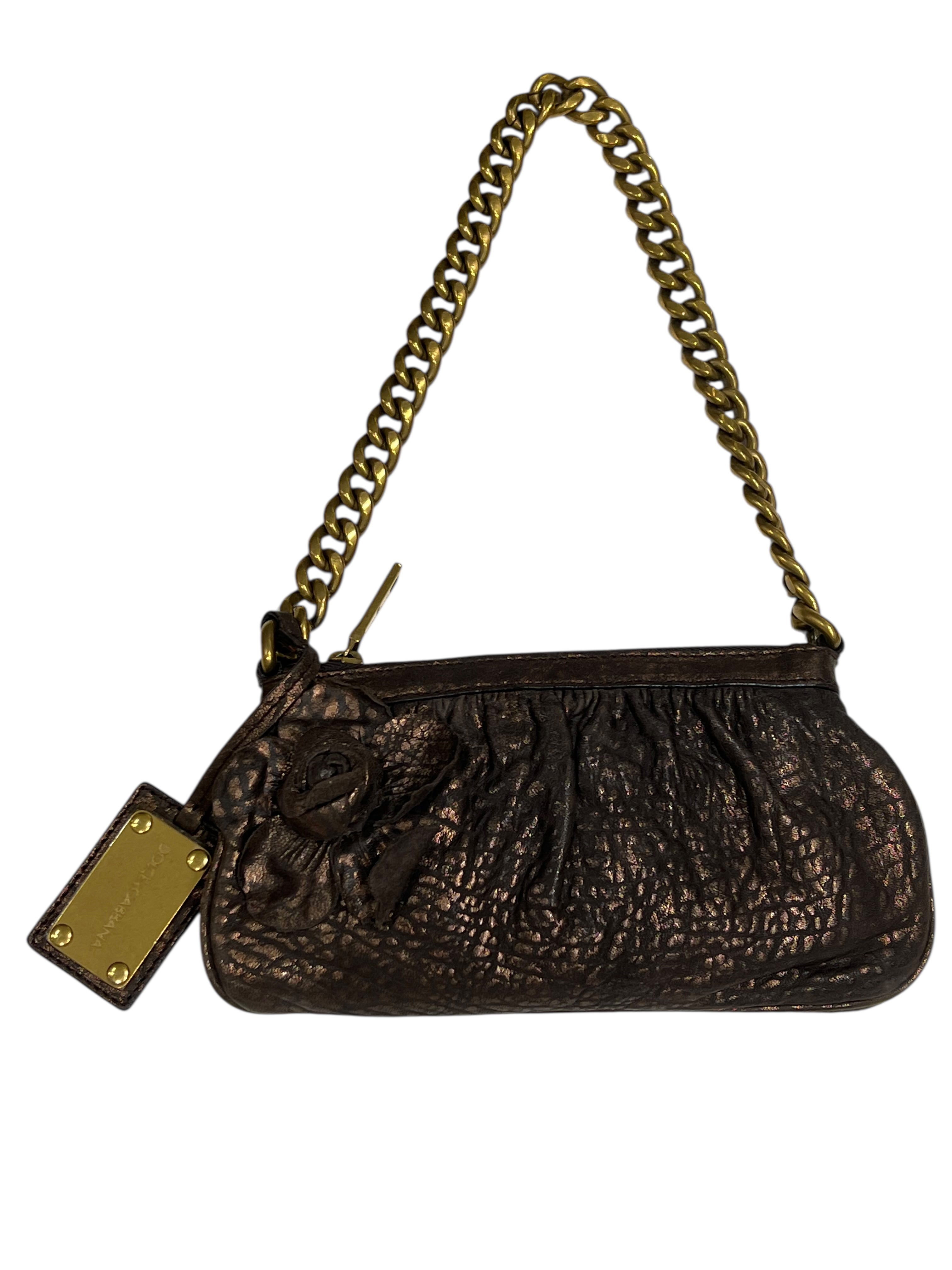 Dolce gabbana - sac soirée cuir bronze
