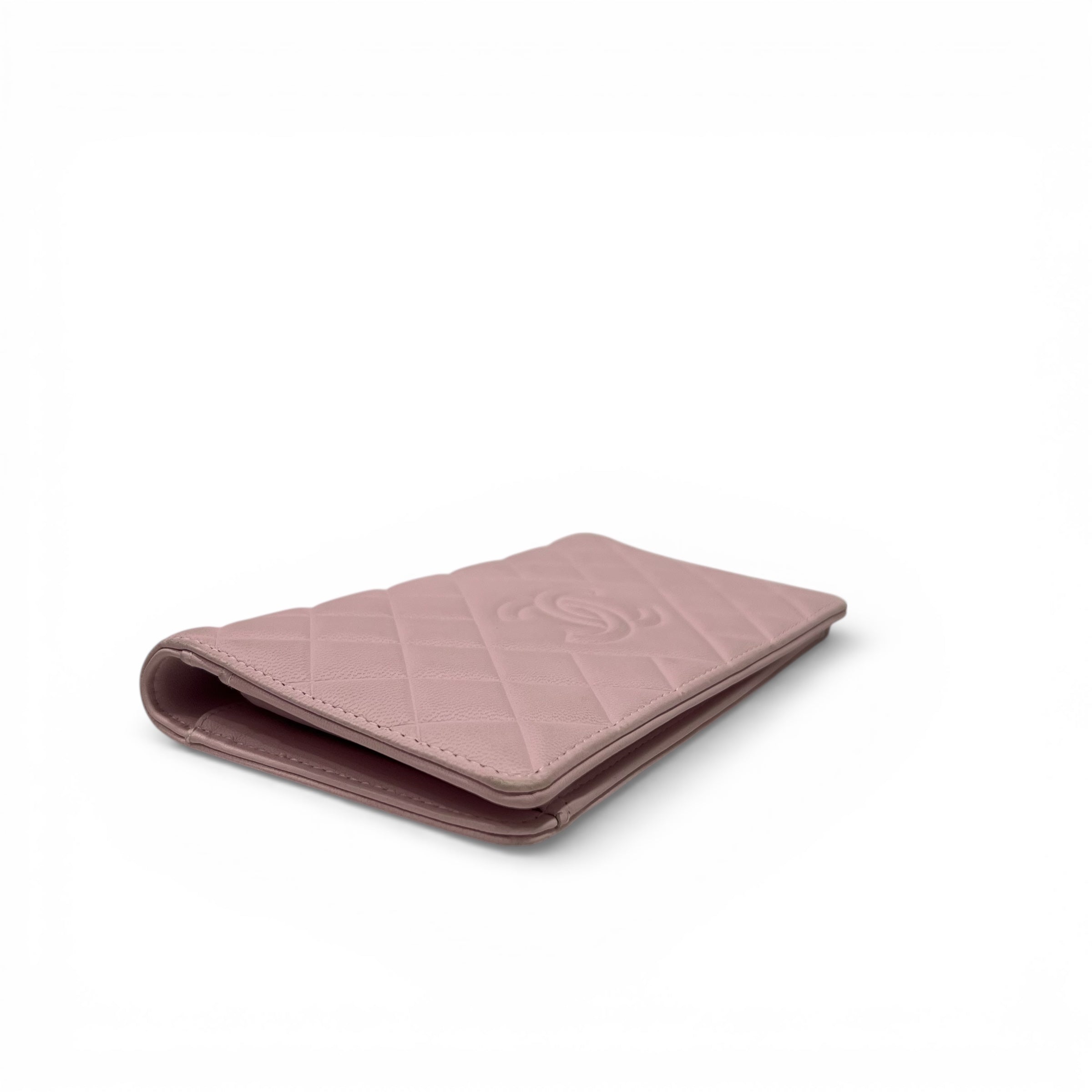 Chanel - Portefeuille cuir rose mat