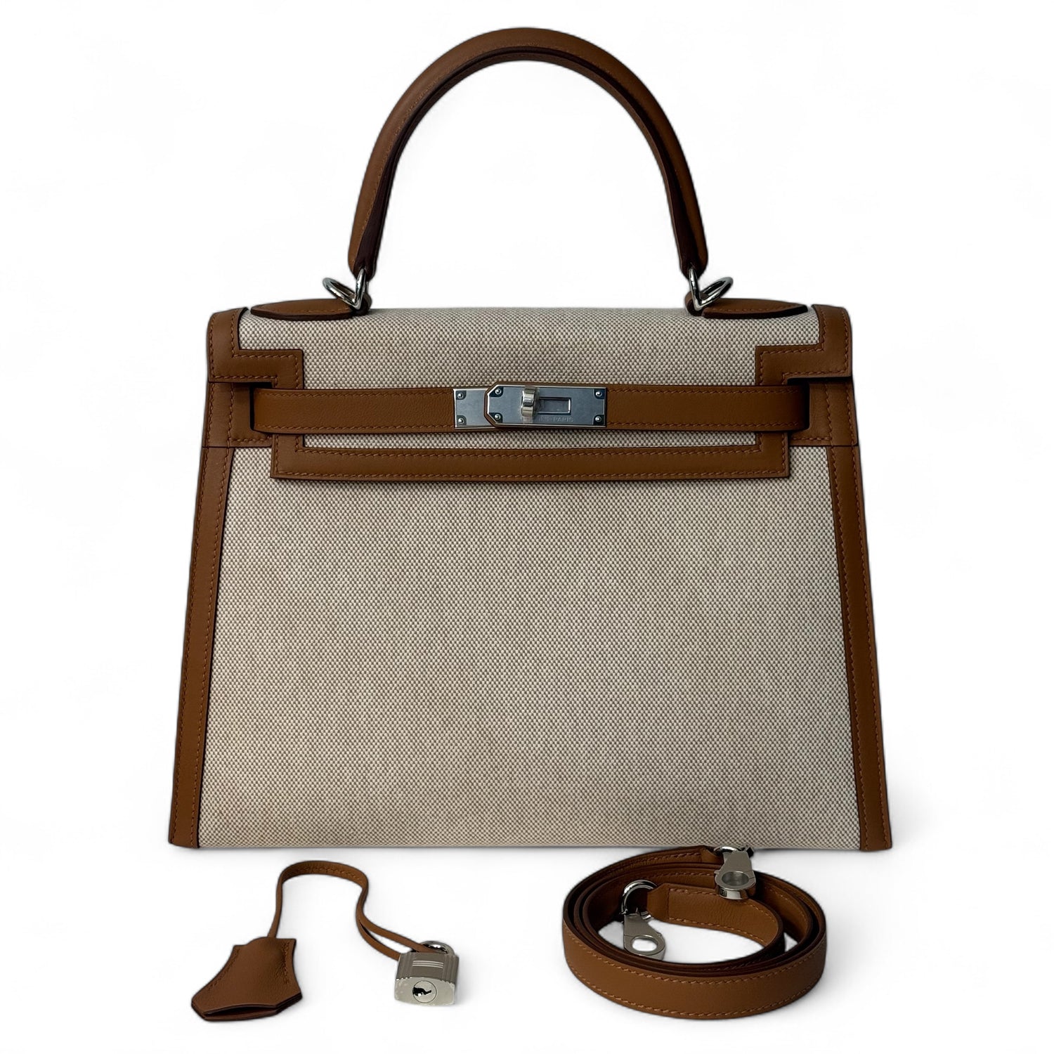 Hermès - Sac Kelly 28 cuir et toile