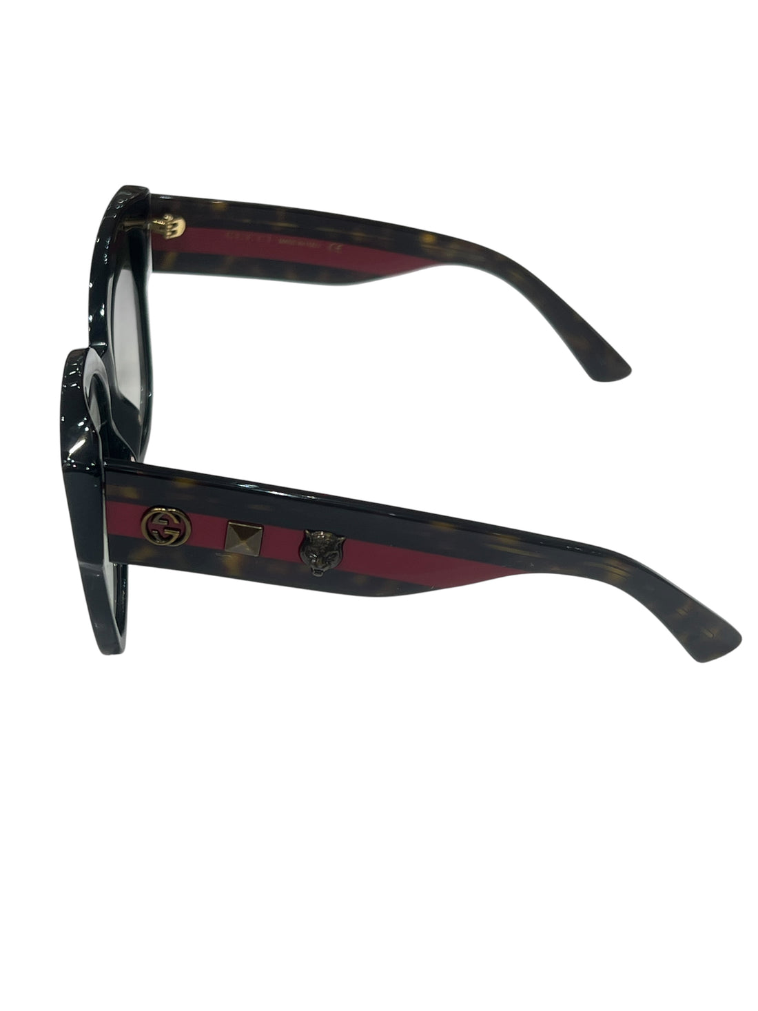 Gucci - solaires oversize noires bandes et charms