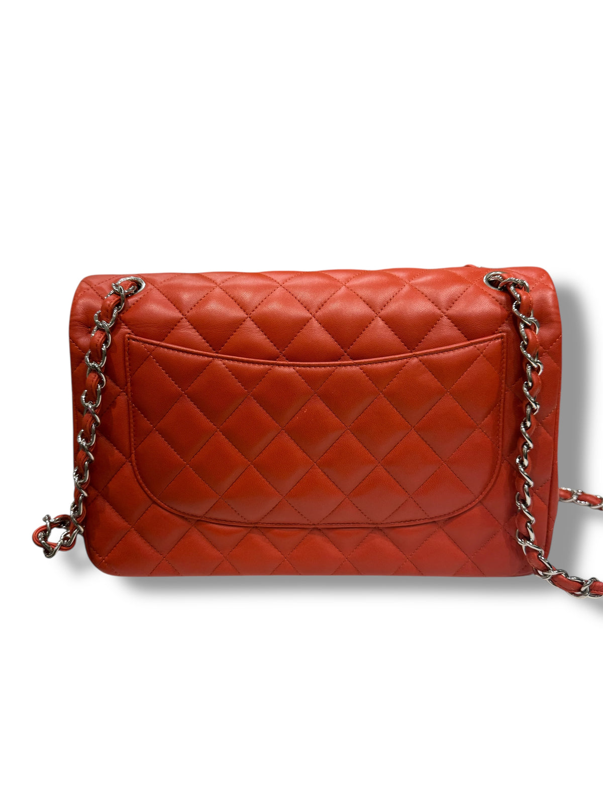 Chanel - Jumbo-Tasche aus rot-orangefarbenem Leder