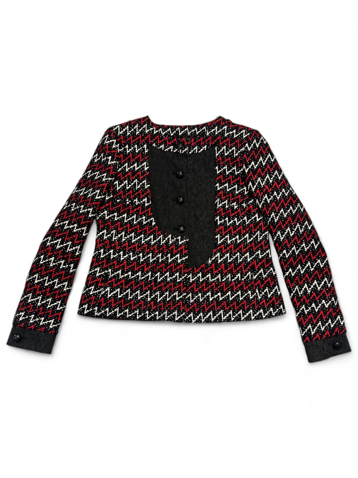Chanel - Veste Tweed rouge et noir  T40