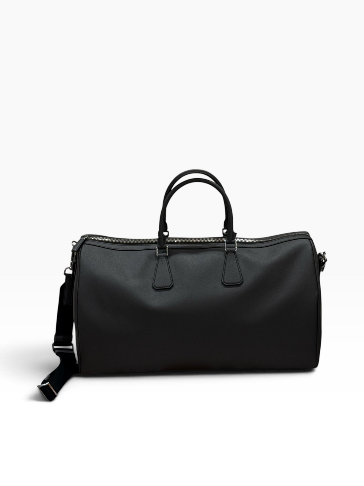 Prada - Sac de voyage 50 Gris marbre en cuir saffiano