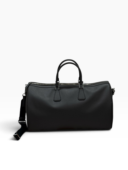 Prada - Sac de voyage 50 Gris marbre en cuir saffiano
