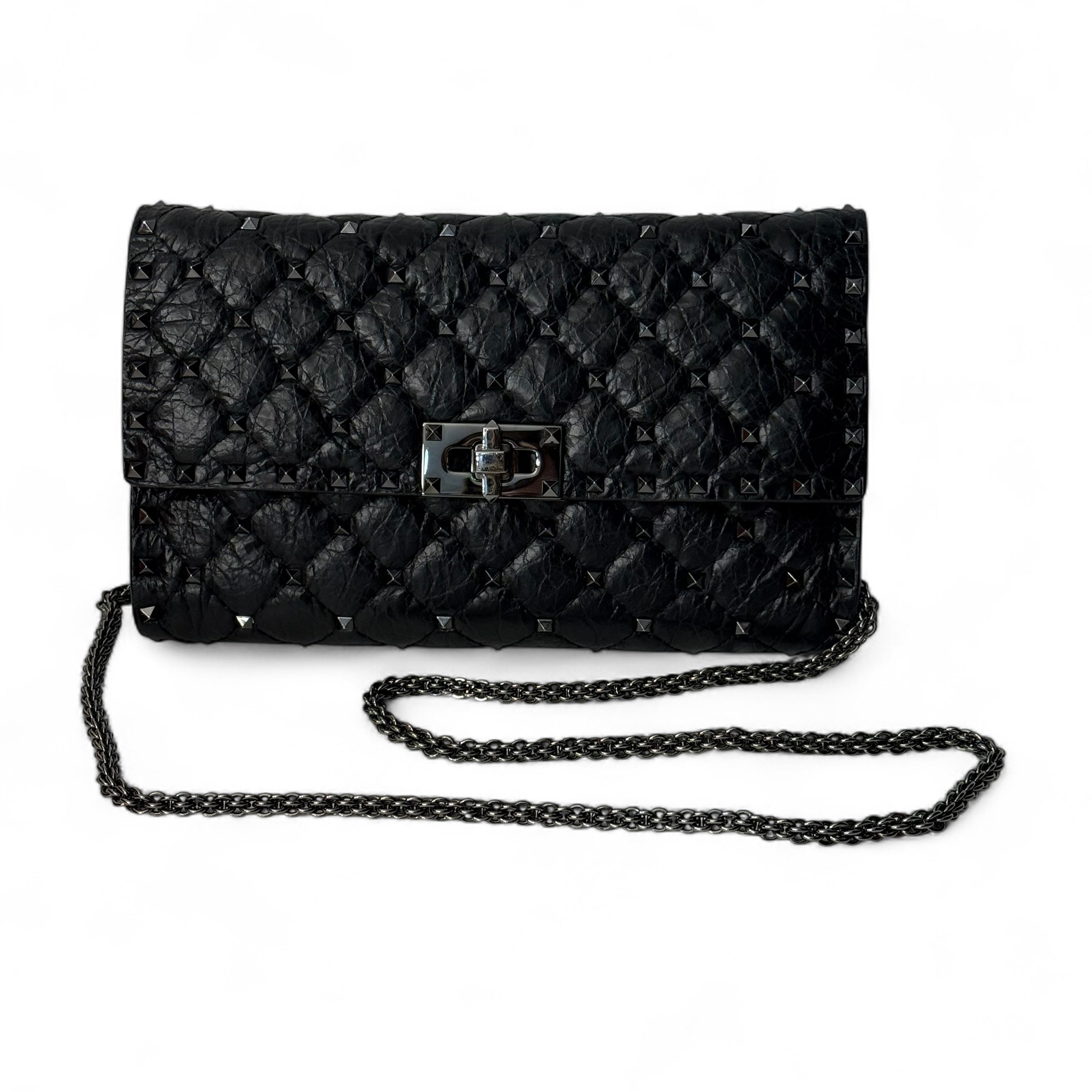Valentino - Black Rockstud crossbody clutch