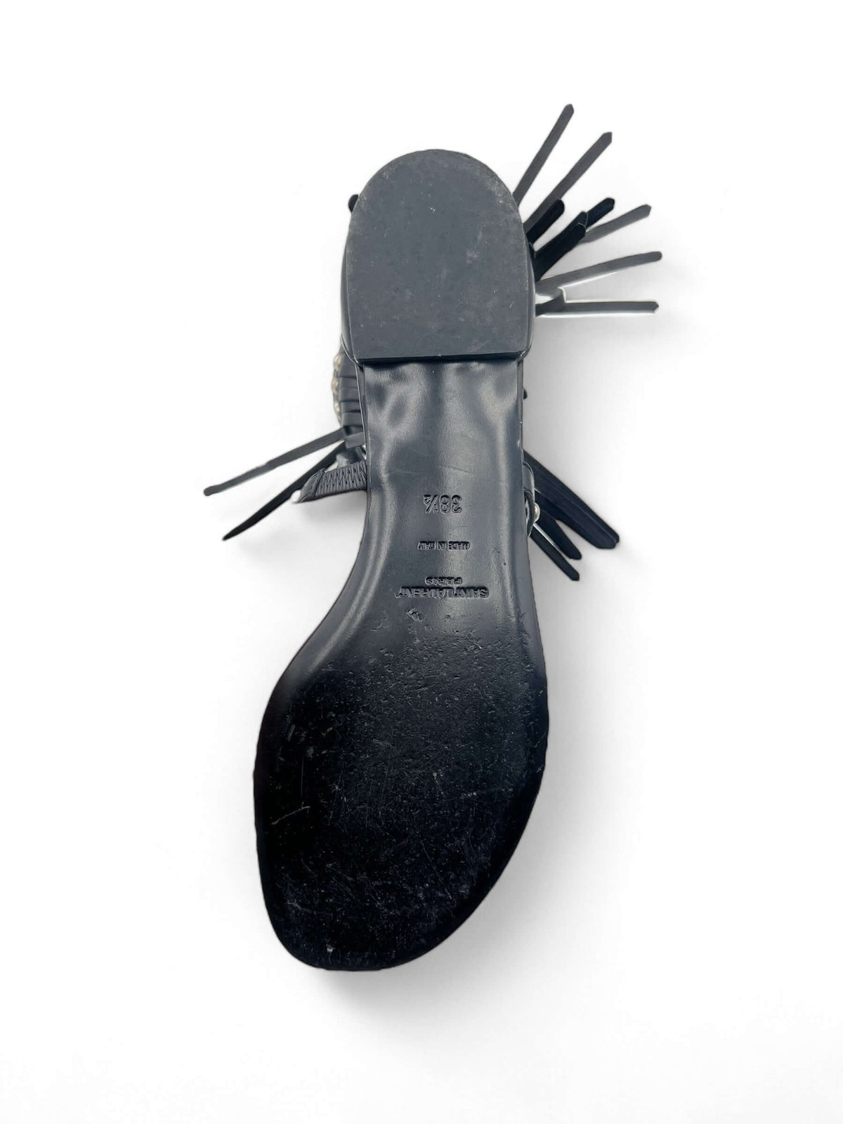Saint Laurent - Black fringed sandals T38.5