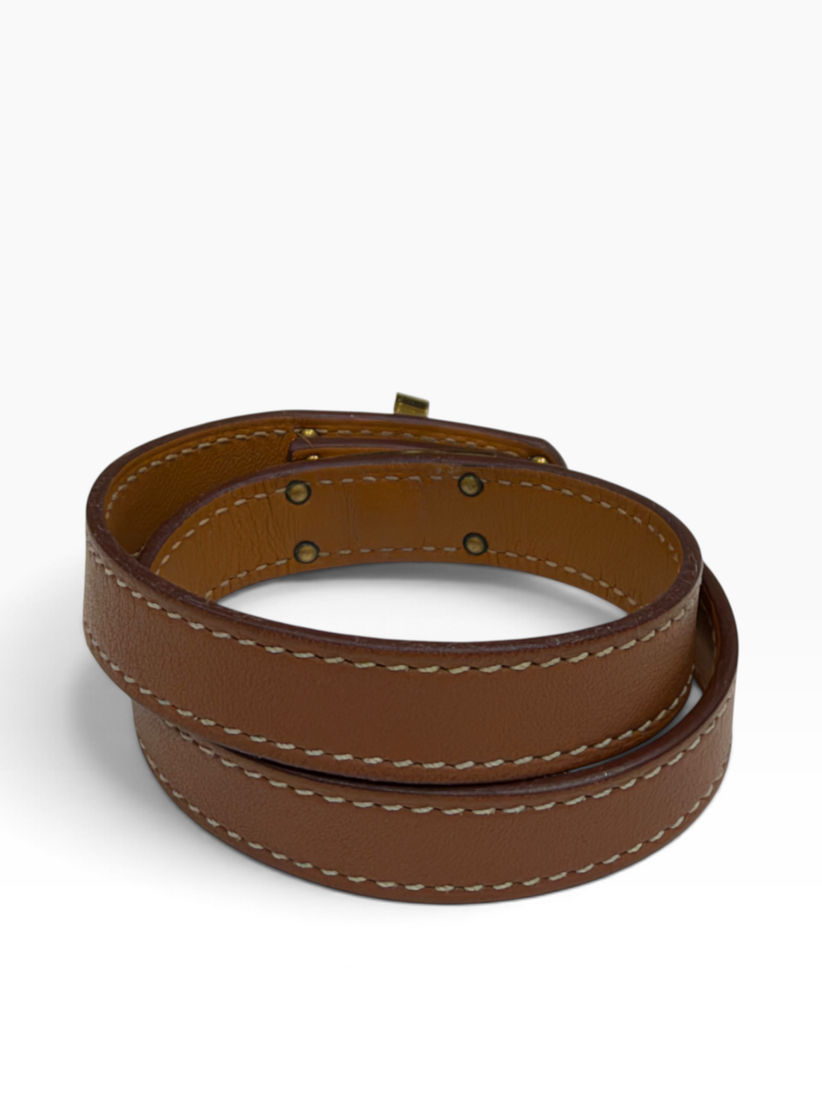Hermès - bracelet Kelly double tour  cuir gold