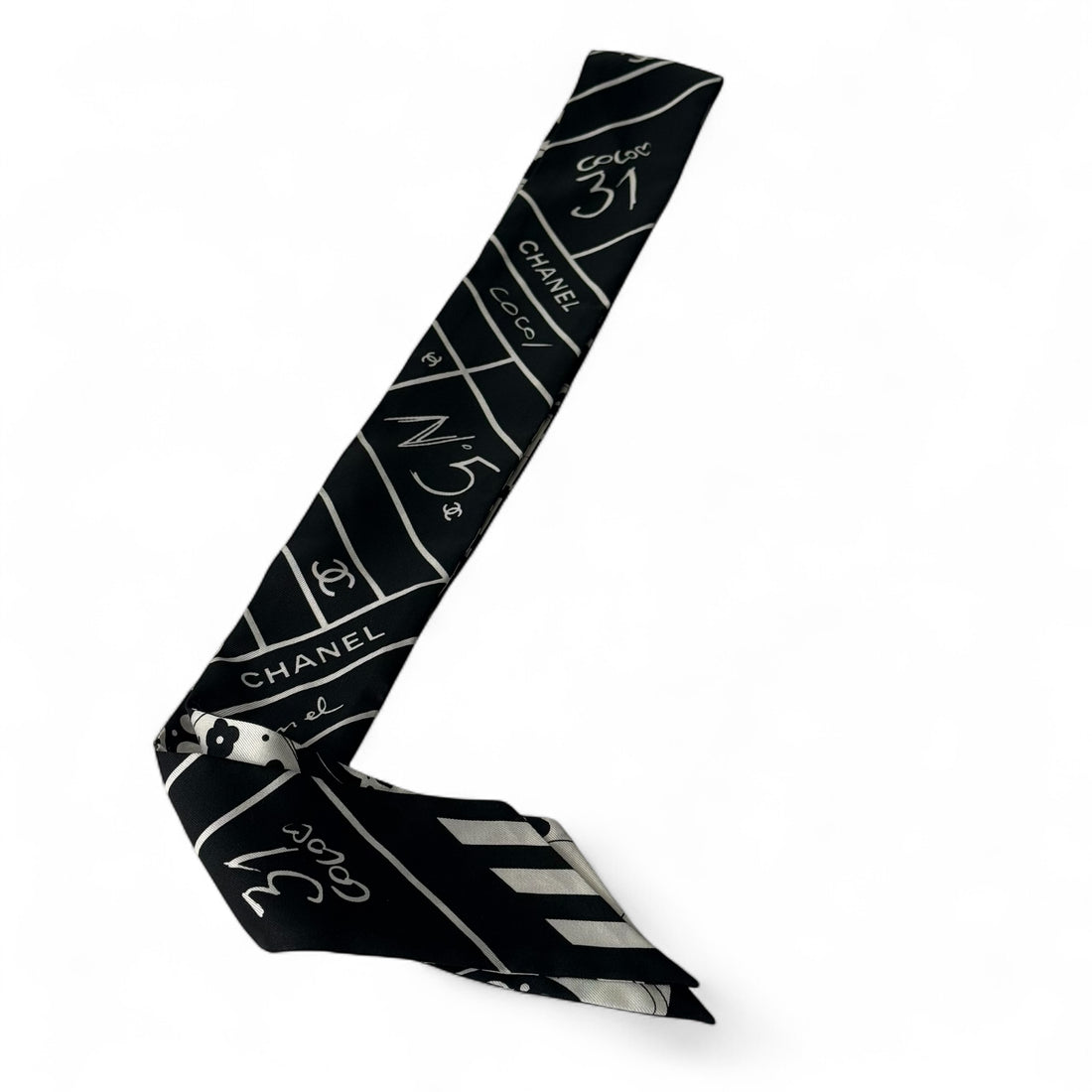 Chanel - Bandeau en soie noir et blanc