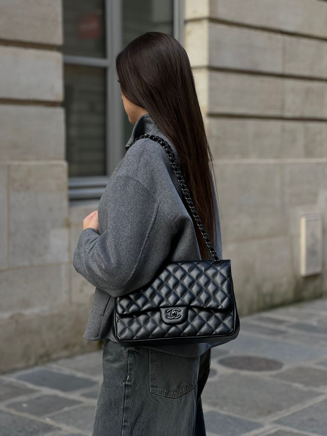 Chanel - Borsa Jumbo completamente nera