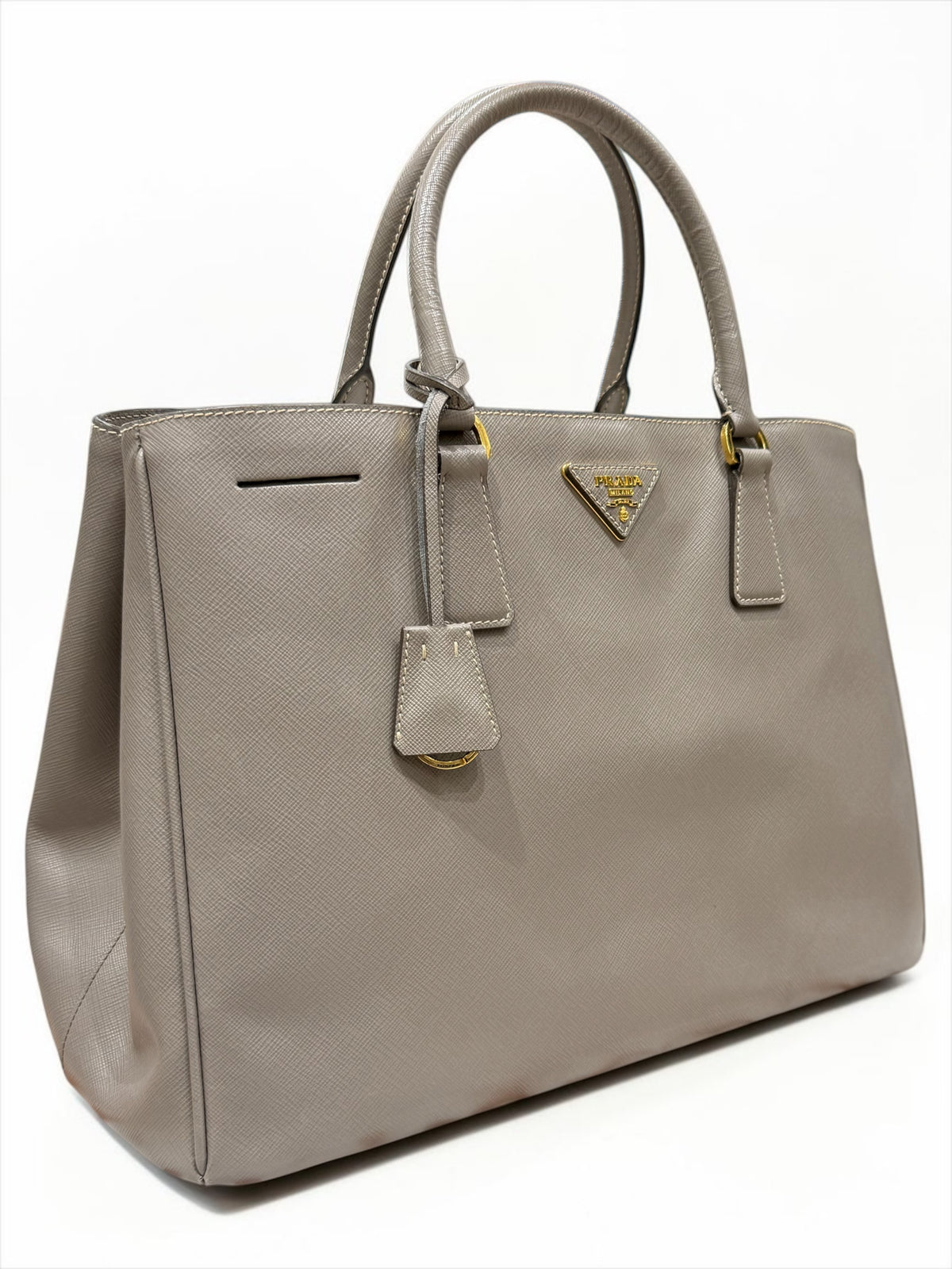 Prada - Borsa Galleria GM in pelle Saffiano grigio tortora