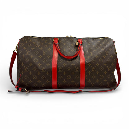 Louis Vuitton - Sac Keepall 50 Monogram et cuir rouge