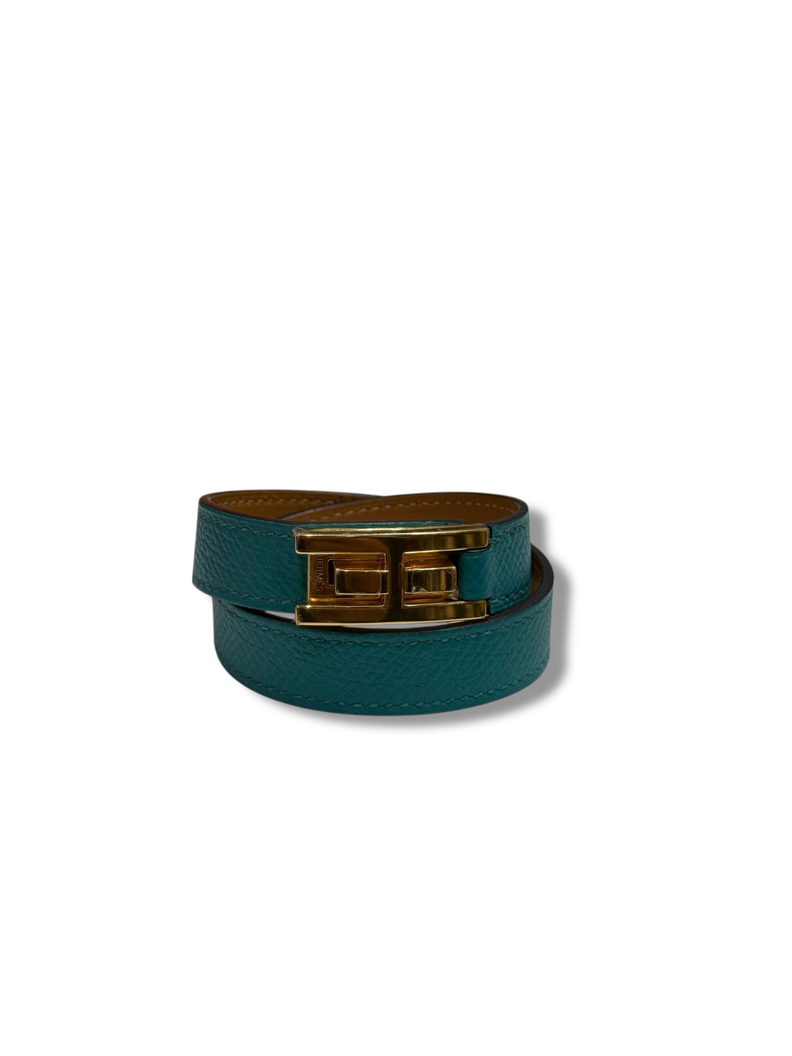 Hermès - Bracelet double tour Drag bleu GHW