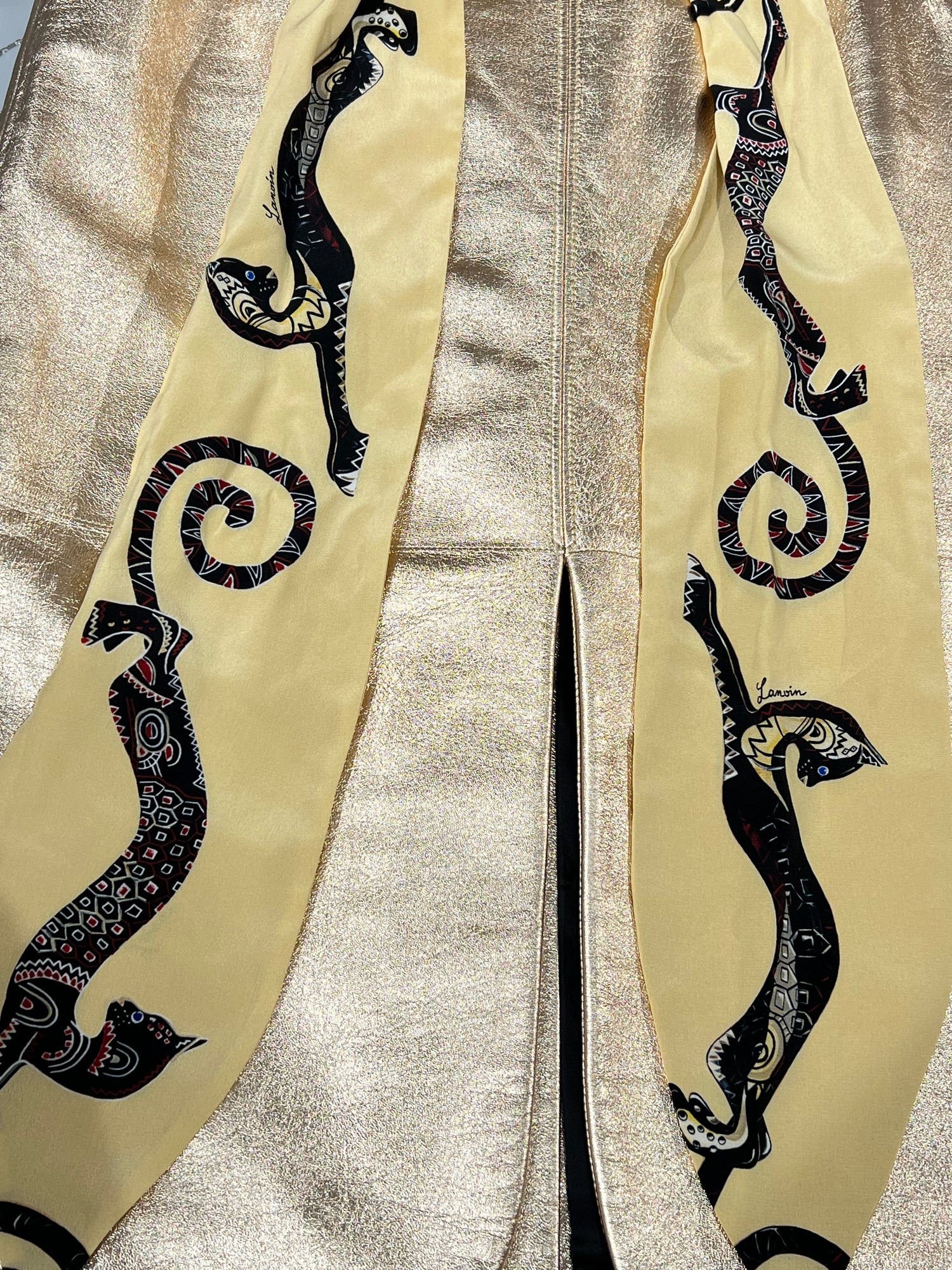 Lanvin - Jupe en cuir dorée TS