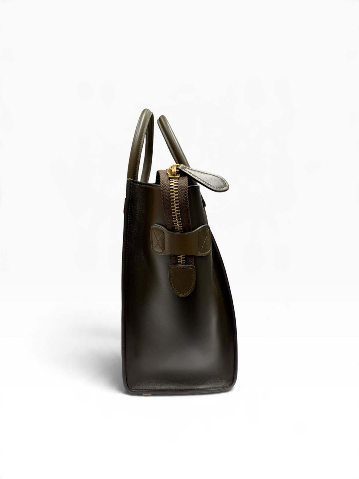 Céline - Sac Luggage MM en cuir kaki et beige