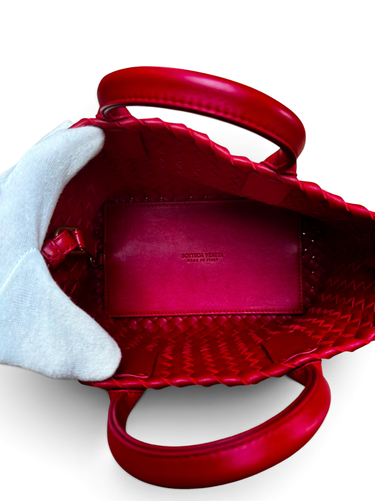 Bottega Veneta - Sac Fourre-Tout en cuir intreccio rouge