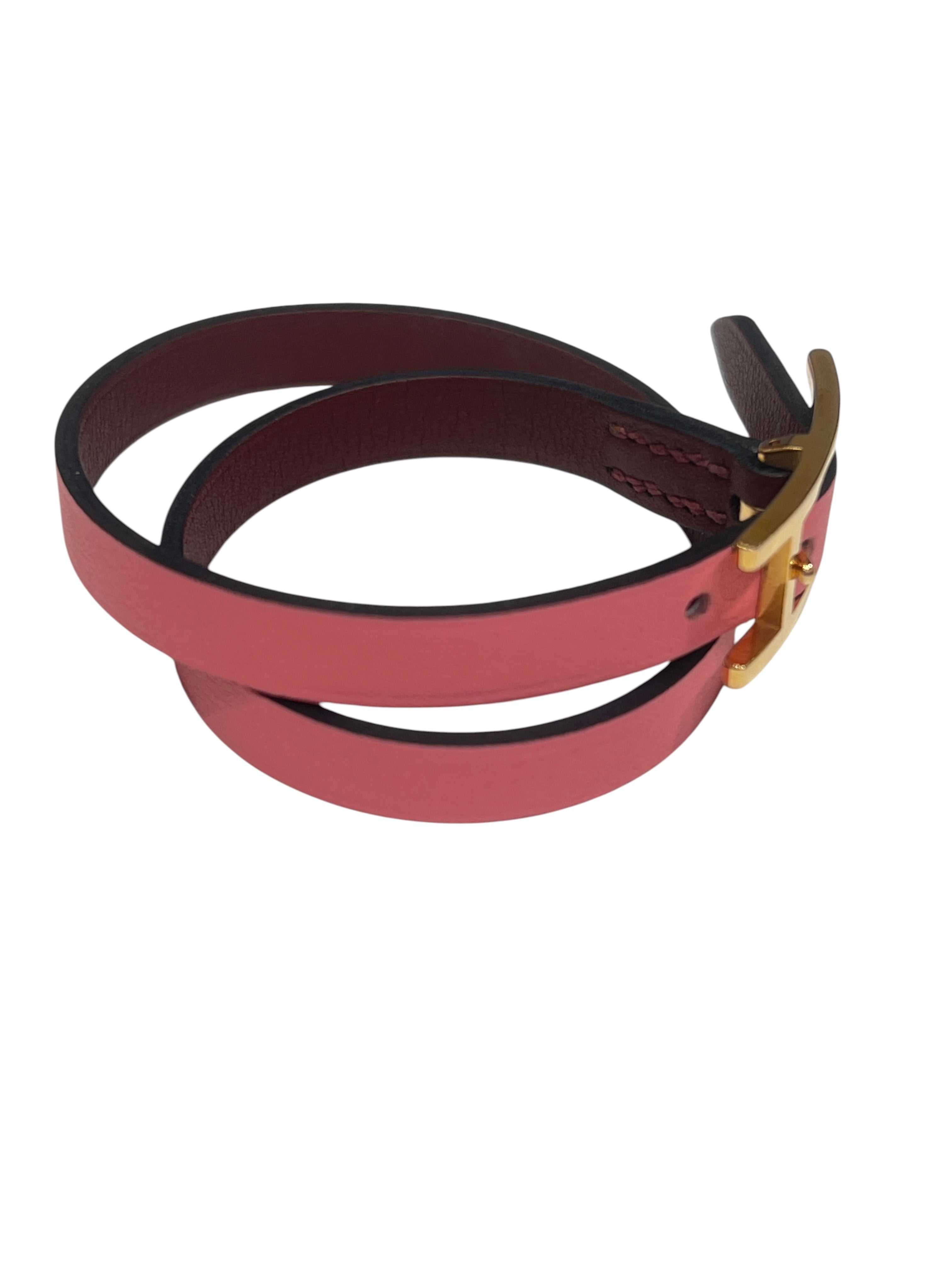 Hermès - bracelet be hapi bordeaux réversible rose